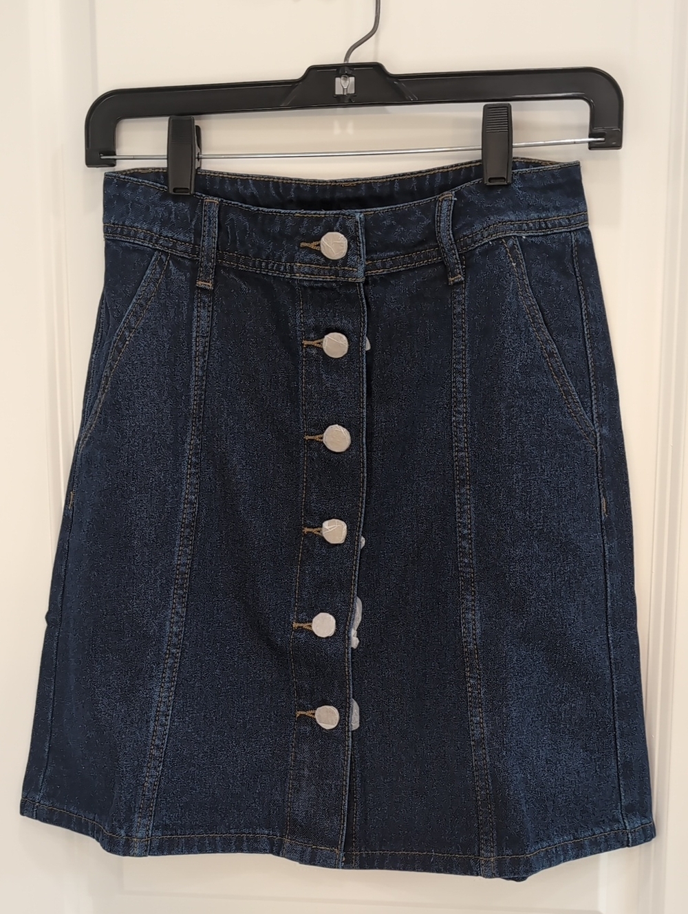 NWT Dark Blue Button-Front Denim Skirt - Women